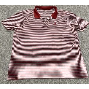 Alabama Crimson Tide Shirt Mens Large NCAA Football Dri Fit Stripe Polo Nike